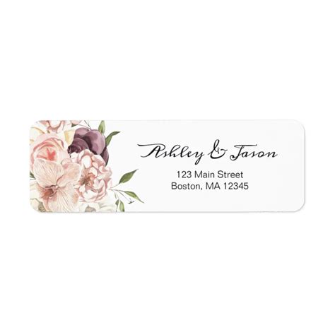 Modern Rose White Floral Return Address Label Zazzle