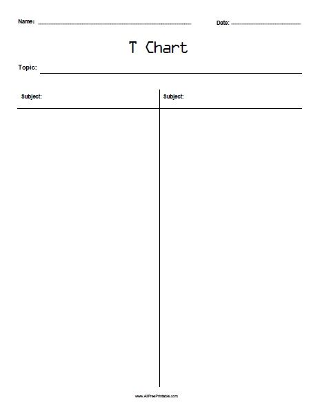 Free T Chart Template Printable Templates