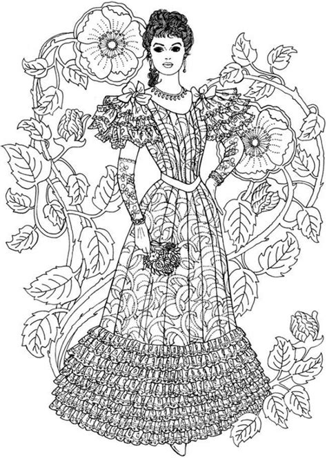 Vintage Old Fashion Dress Coloring Pages Dover Fashion Coloring Pages