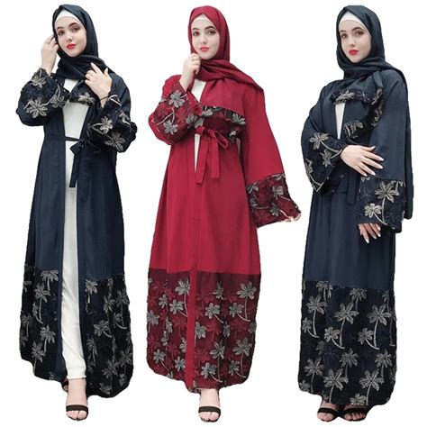 Dubai Open Abaya Muslim Women Long Dress Maxi Kimono Jilbab Robes