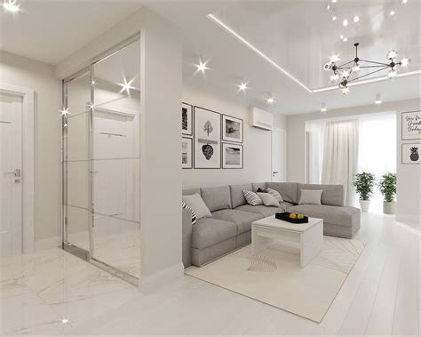 White And Grey Interior Design In The Modern Minimalist Style