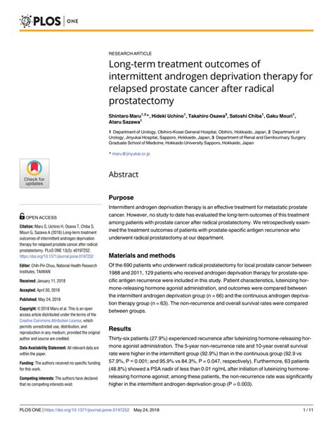 Pdf Long Term Treatment Outcomes Of Intermittent Androgen Deprivation Therapy For Relapsed