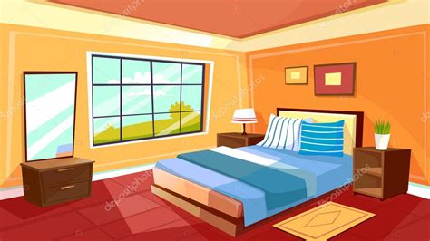 Vector De Dibujos Animados Dormitorio Fondo Interior