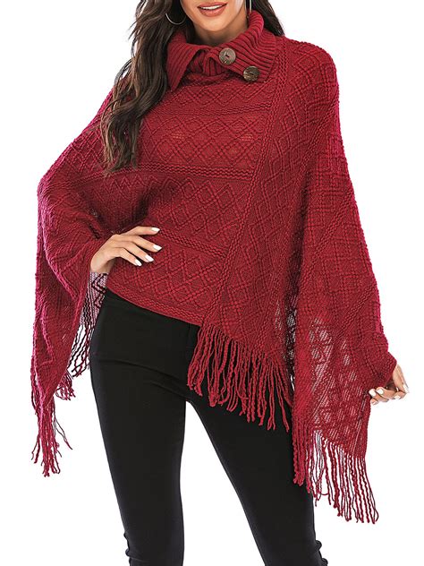 New Fashion Women Lady Warm Wrap Shawl Cape Poncho Big Scarf Knit Tassel