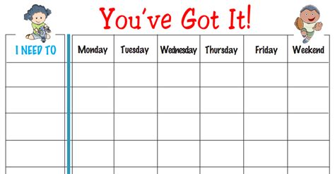 Weekly Behavior Charts Template Business