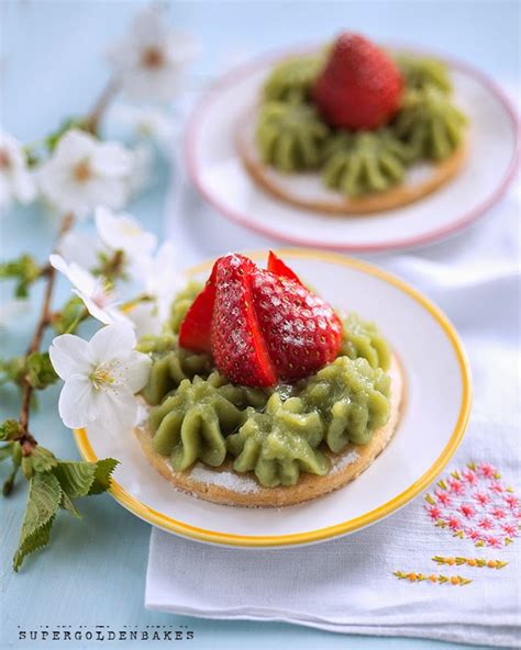 Strawberry Tartlets With Matcha Pastry Cream Supergolden Bakes