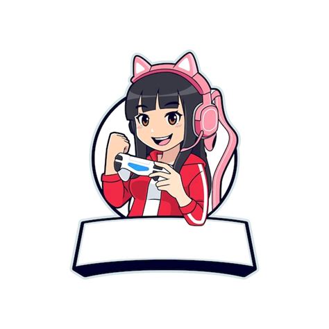 Premium Vector Anime Gamer Girl Mascot Logo Template With Blank Space