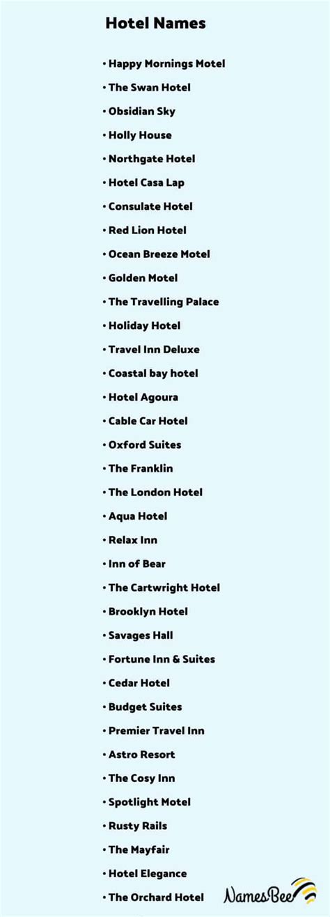 600 Best Creative Hotel Names Ideas For Your Business Namesbee