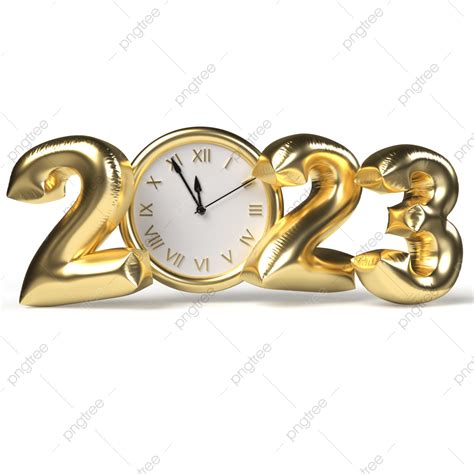 سنة جديدة سعيدة 2023 أرقام ثلاثية الأبعاد ذهبية بألوان الباستيل على خلفية شفافة عيد الميلاد