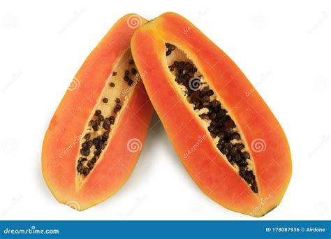 Papaya Sliced Delicious Fresh Exotic Healthy Fruits Stock Photo