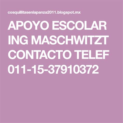 Apoyo Escolar Ing Maschwitzt Contacto Telef 011 15 37910372