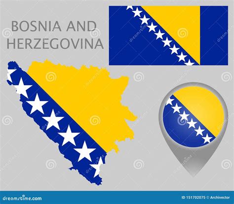 Bandera De Bosnia Y Herzegovina Mapa E Indicador Del Mapa Ilustración