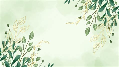 Green Nature Leaf Simple Gold Leaf Plant Powerpoint Background For Free