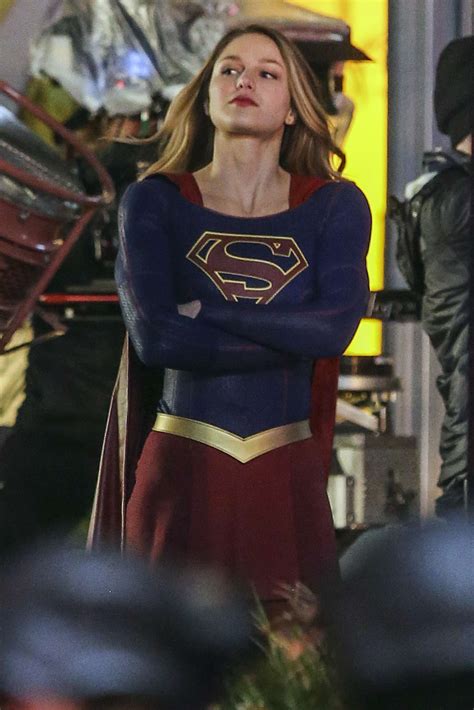 Melissa Benoist Filming Supergirl Set Gotceleb