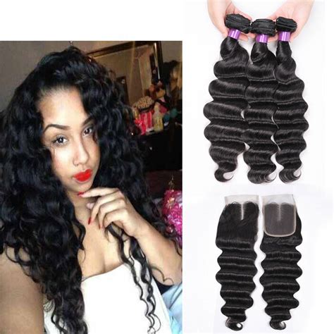 Loose Deep Wave With Closure 8a Indian Virgin Hair With Closure Loose