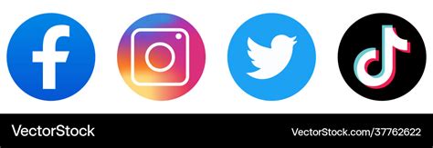 Facebook Instagram Twitter Tik Tok Icons Vector Image