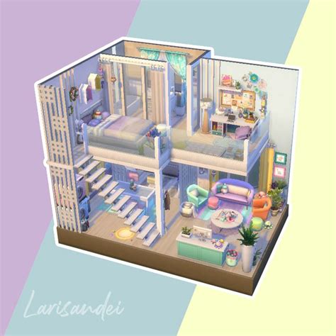 Pastel Dollhouse Sims 4 Loft Sims 4 House Design Sims 4