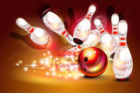 Bowling Game Strike Over Dark Red Background Bowl Movement Sport
