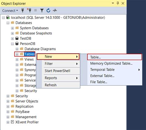 Sql Server Fundamentals Create A Table Using The Ssms Gui Sql Hot Sex Picture