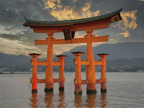 The Floating Torii Gate On The Island Of Miyajima Japan Photograph By