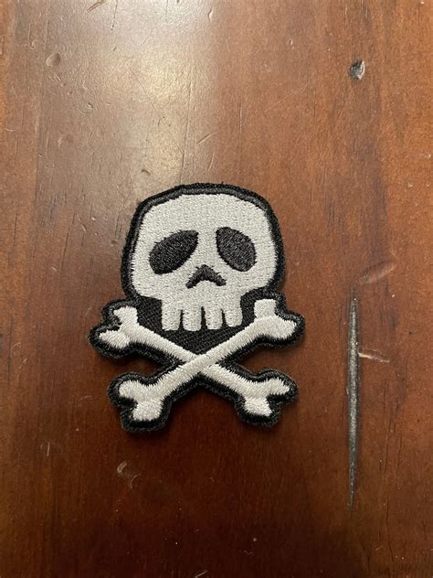 Embroidered Skull And Crossbones Patch With Hook Type Backing Etsy