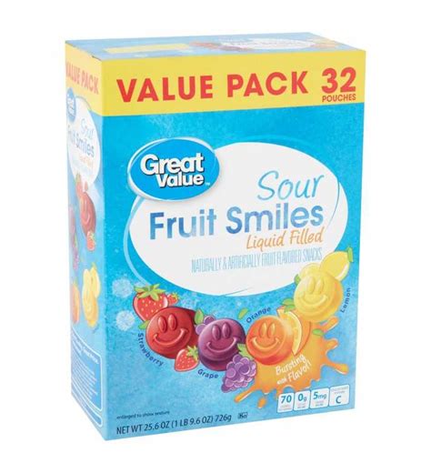 Great Value Sour Liquid Filled Fruit Smiles Pouches 32 Pouches