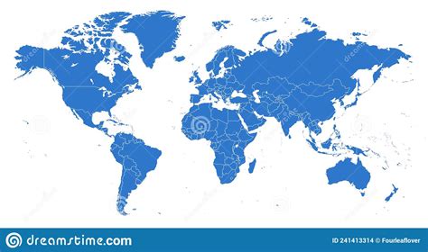 Vector Blue World Map With Country Boundaries Stock Vector