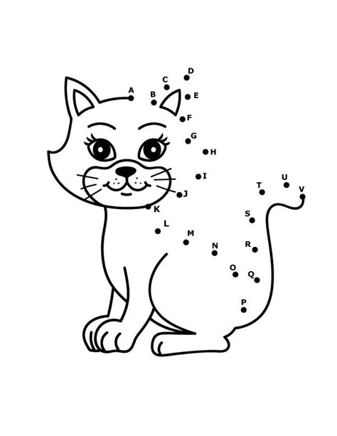 A Cute Cat Dot To Dots Coloring Page Free Printable Coloring Pages