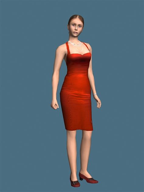 Woman In Dress Rigged 3d Model 3ds Maxmaya Files Free Download Cadnav