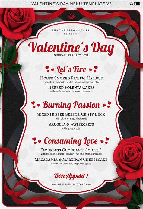 Valentines Menu Template Printable Word Searches
