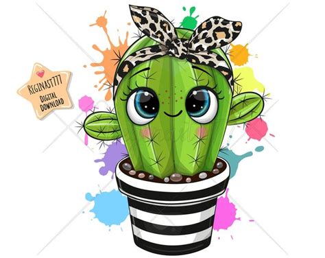Cute Cactus Png Digital Download Cacti Clipart Party Etsy Impresión