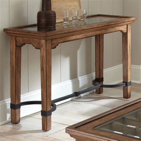 Final discount taken in cart. Levante Rustic Sofa Table - Glass, Metal, Wood | DCG Stores