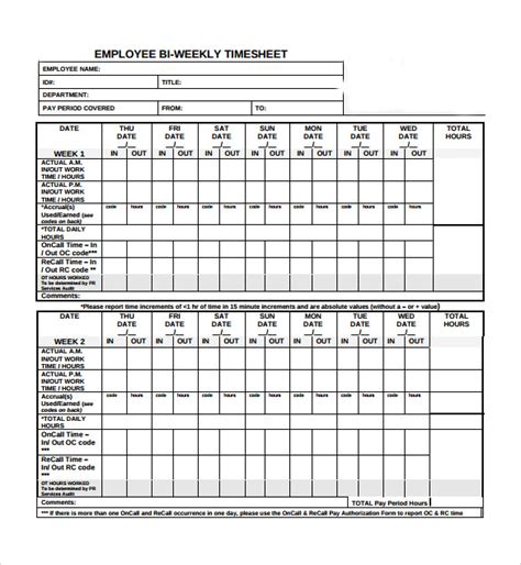 Bi Weekly Employee Schedule Template Doctemplates