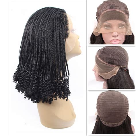 Synthetic Hair Wig For Box Braid Synthetic Braiding Hair Micro Braided Lace Front Wig Full Hand