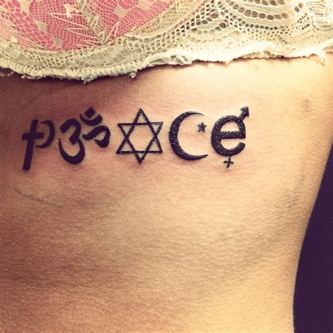 My Peace Tattoo Spelled With Symbols That You Never Find Side By Side If We All Live Coexist
