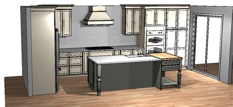 A Drawing Of A Kitchen With An Island In The Middle And Cabinets On