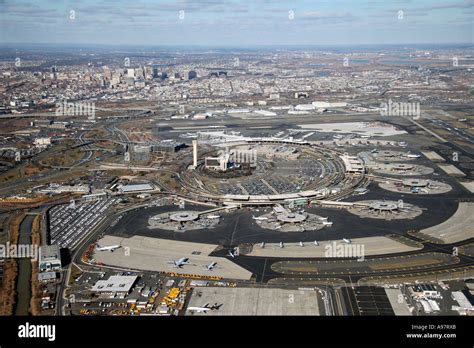 Aerial View Of Newark Liberty International Airport Located In Stock