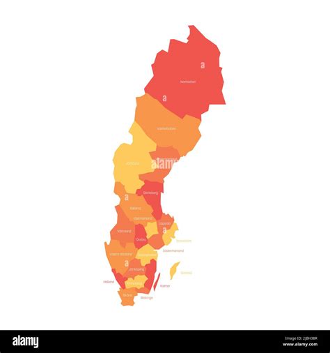 Sweden Administrative Map Of Counties Stock Vector Image And Art Alamy