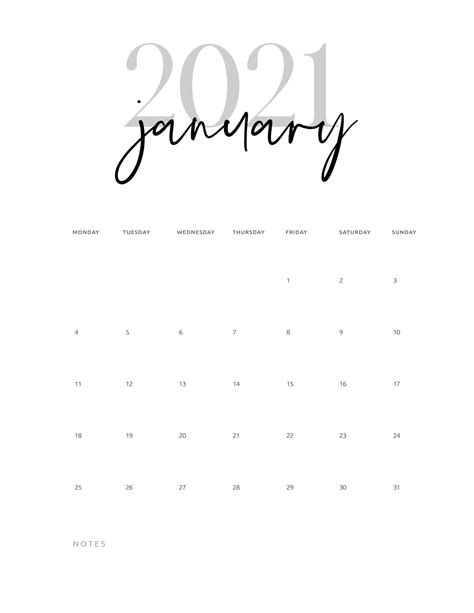 January 2021 Calendar Printable Cursive Calendar Printables 2021