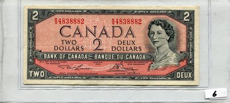 1954 Bank Of Canada Two Dollar Note Schmalz Auctions