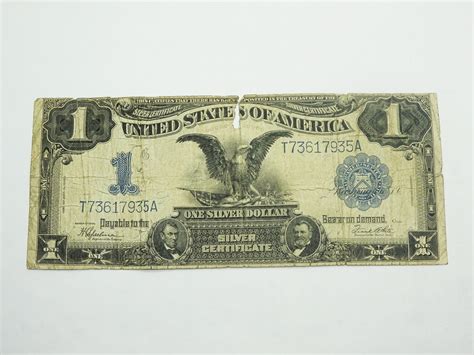 1899 1 One Dollar Silver Certificate Large Note Black Eagle Jewelry