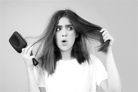 Sad Girl With Damaged Hair Hair Loss Problem Treatment Portrait Of