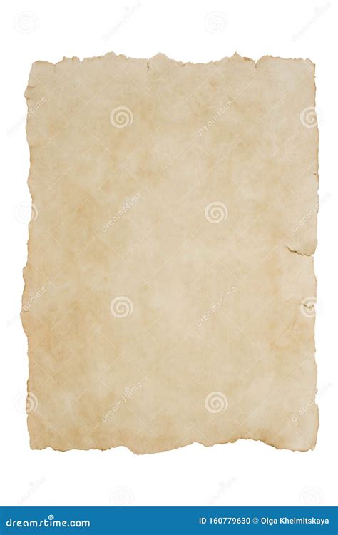 Old Piece Of Paper On An Isolated White Background Mock Up Stock Photo