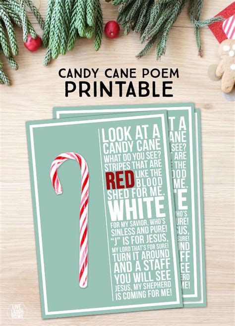 Stripes that are red like the blood sned for me white is for my savior who's sinless. Candy Cane Poem Printable - Live Laugh Rowe