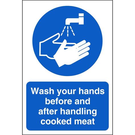 Wash Hands Before After Handling Cooked Meat Food Hygiene Signs