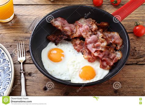 Fried Eggs And Bacon Stock Photo Image Of Pork Meal 70320234