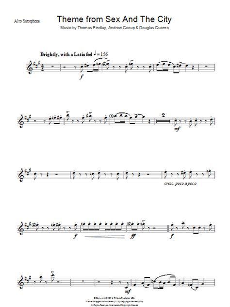 Theme From Sex And The City Sheet Music Thomas Findlay Alto Sax Solo