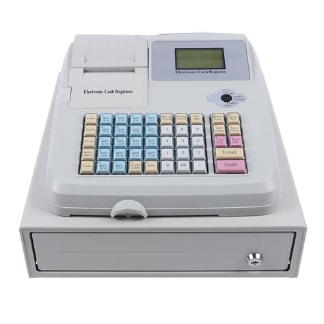Oukaning Cash Register With Drawer Digital Led Display 48 Keys For
