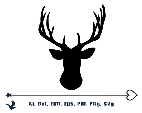 Deer Svg Hunting Svg File Buck Clipart Head Silhouette Clip Art File