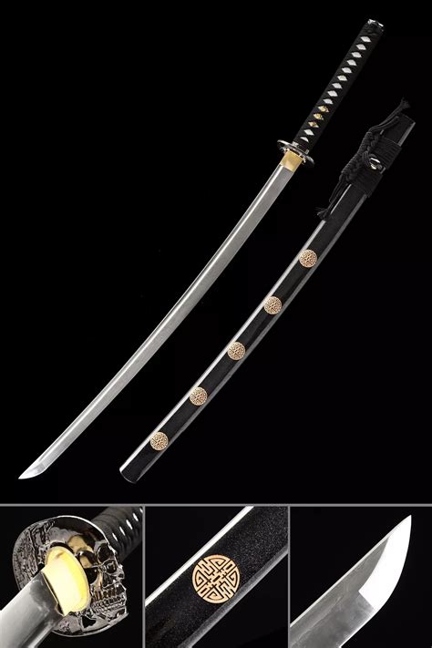 Katana De Damas Noir Épée Katana Japonaise Faite à La Main En Acier